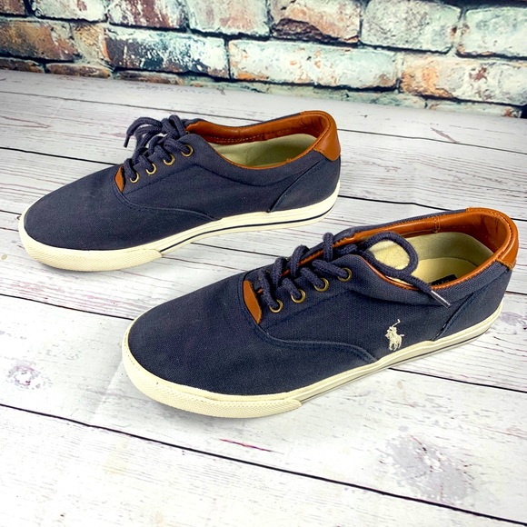 Polo Ralph Lauren Other - Polo by ralph lauren navy & tan sneaker mens 6 1/2